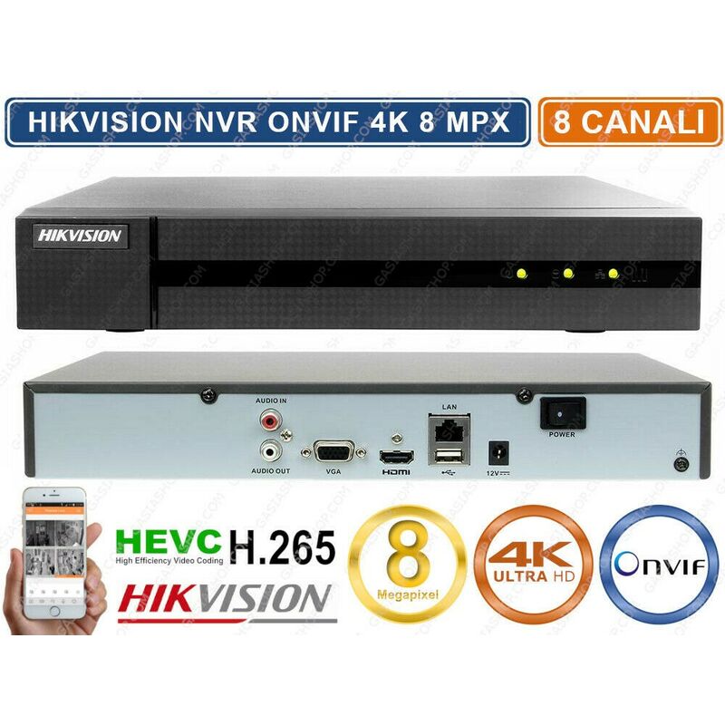 foto del prodotto hikvision hwn 4108mh hiwatch series nvr 4k hd 8ch 8mpx h.265 80mbps p2p onvif capacit hard disk 2tb
