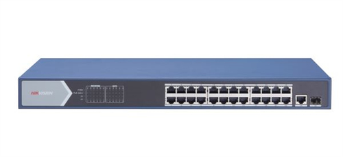foto del prodotto hikvision switch 24 port gigabit unmanaged poe switch 24 gigabit poe ports, 1 gigabit rj45 uplink po