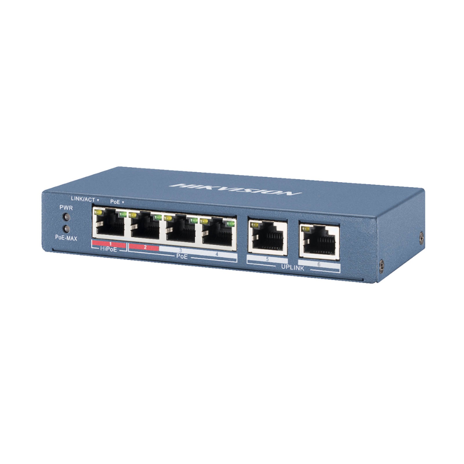 foto del prodotto hikvision switch 4 porte poe fast ethernet unmanaged ds-3e0106hp-e