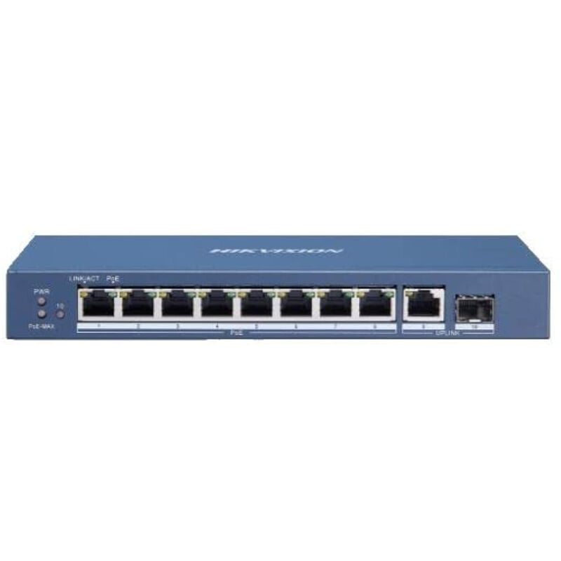 foto del prodotto hikvision switch di rete ds-3e0510p-e m 10 porte gigabit poe rj45 sfp fibra ottica