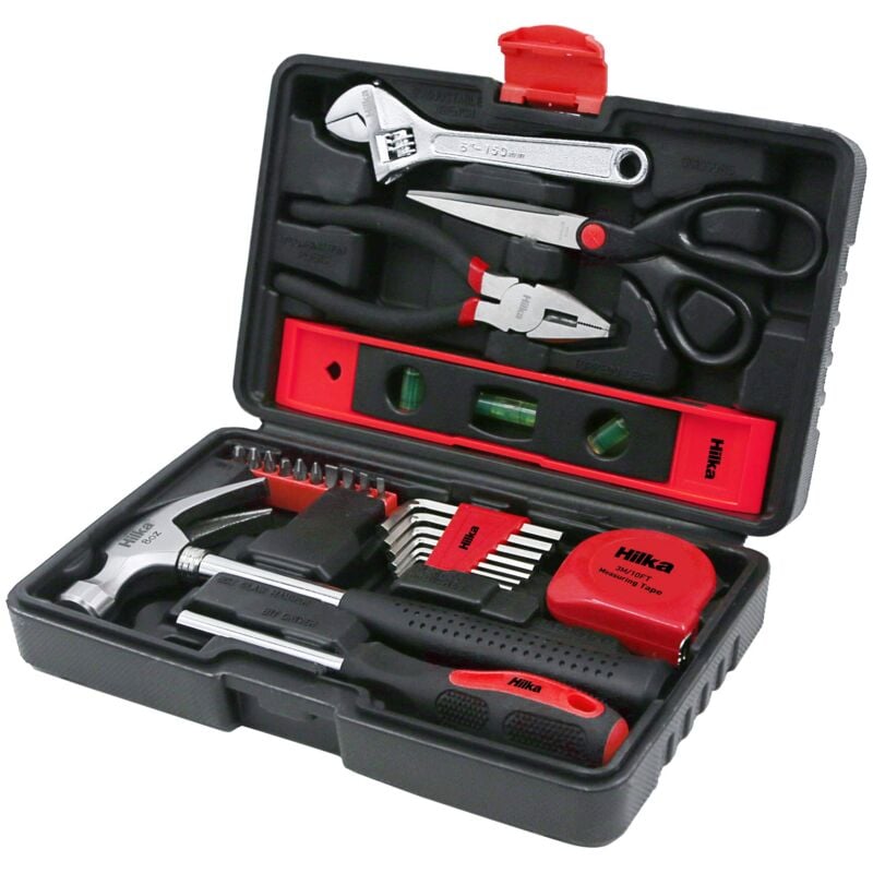 foto del prodotto hilka tools 78720025 kit di attrezzi pro craft, 25 pezzi, con livella e forbici, colore nero