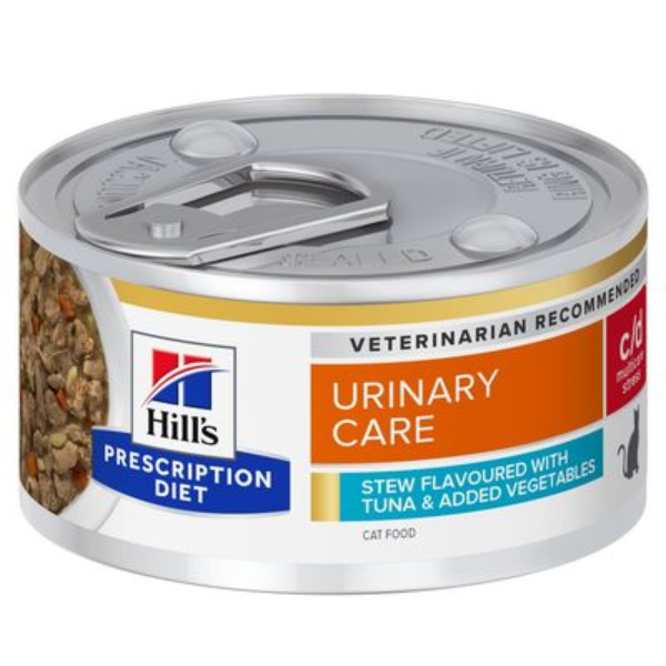 foto del prodotto hill's prescription diet feline c/d urinary stress 82 gr - spezzatino con tonno e verdure - confezione da 6 pezzi - dieta veterinaria per gatti - spedizione gratis da 39€