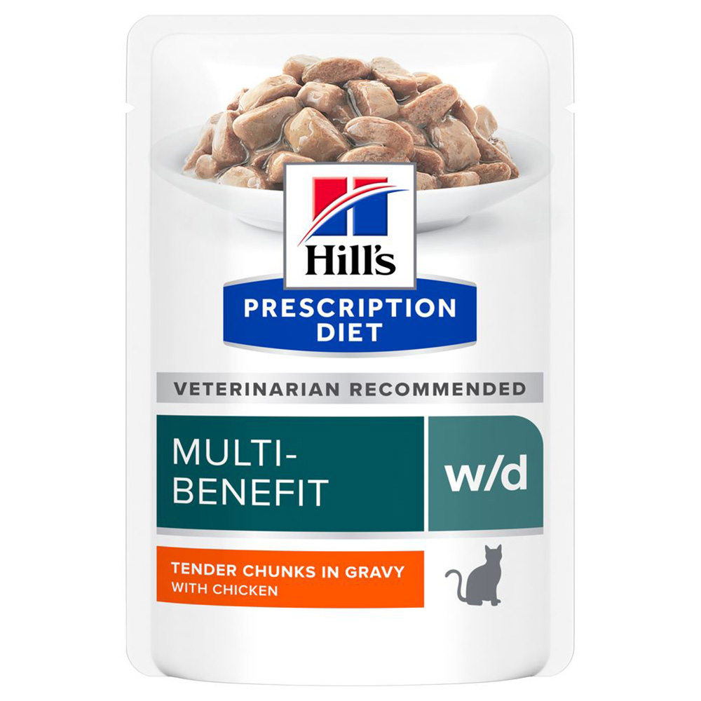 foto del prodotto hill s prescription diet w d con pollo umido per gatti 12 x 85 g