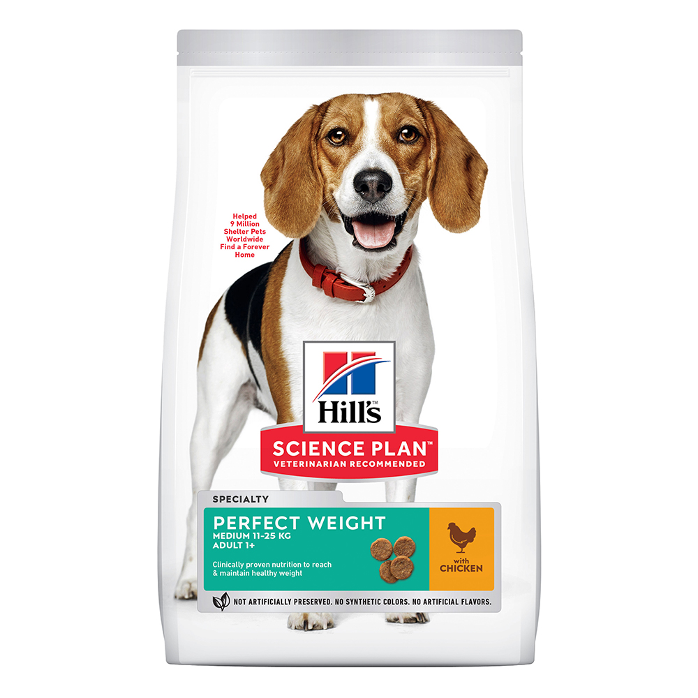 foto del prodotto hill s science plan adult 1 perfect weight medium con pollo 12 kg