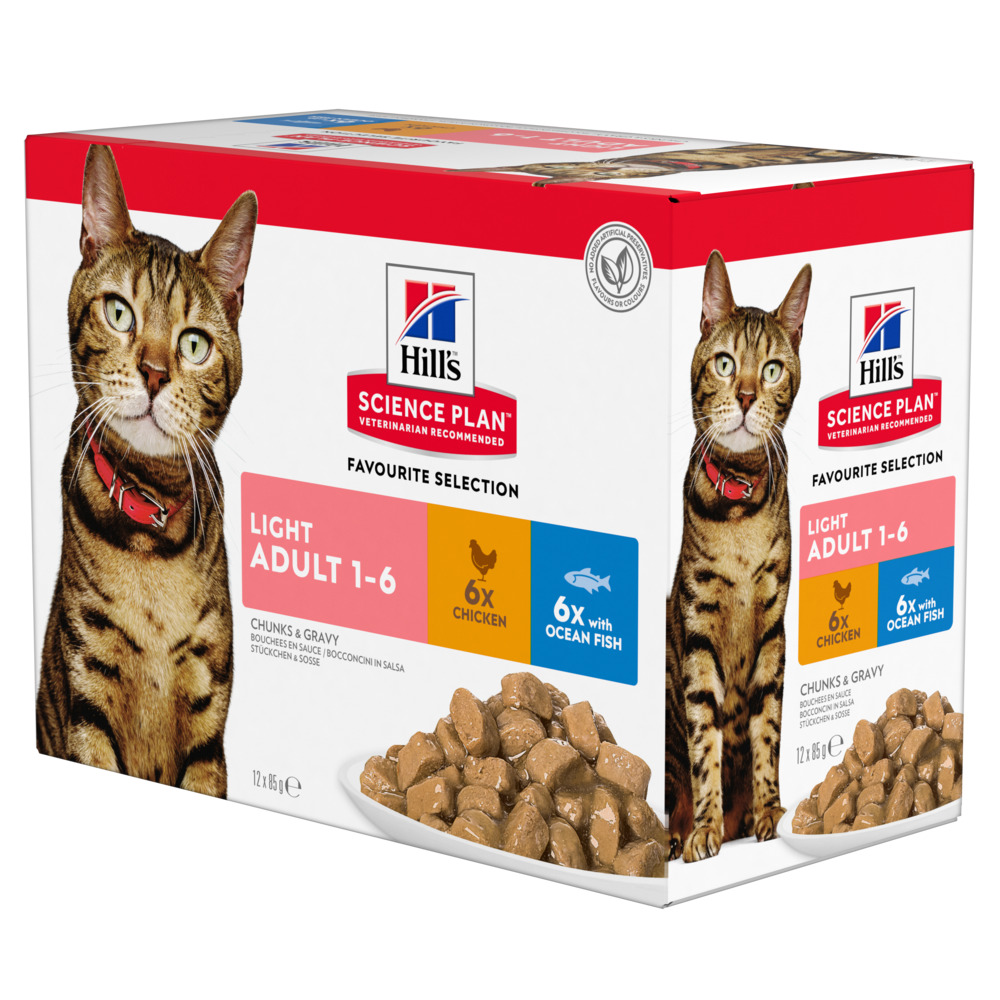 foto del prodotto hill's science plan adult light umido per gatto - 12 x 85 g pollo &amp; pesce