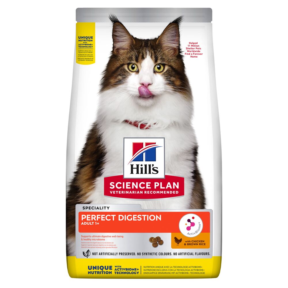 foto del prodotto hill s science plan adult perfect digestion con pollo crocchette gatti 3 kg