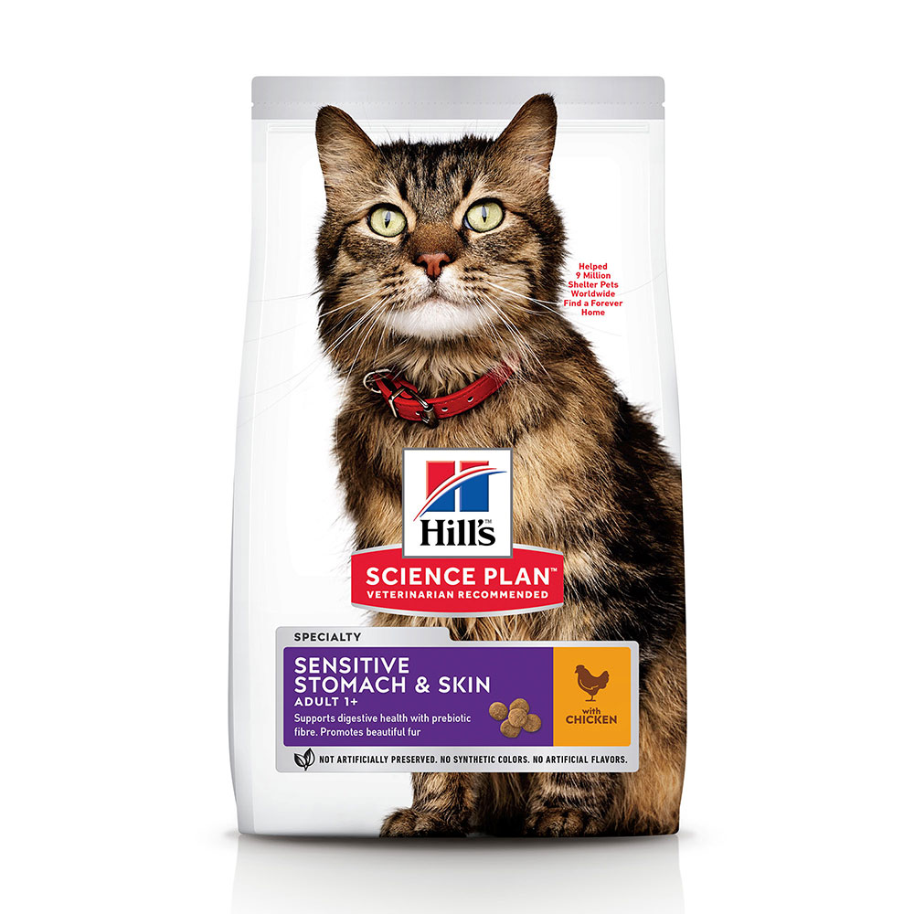 foto del prodotto hill s science plan adult sensitive stomach skin pollo crocchette gatto 1,5 kg