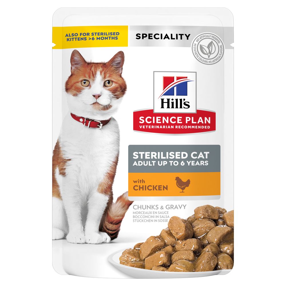 foto del prodotto hill s science plan adult sterilised pacco misto umido per gatti 12 x 85 g pollo