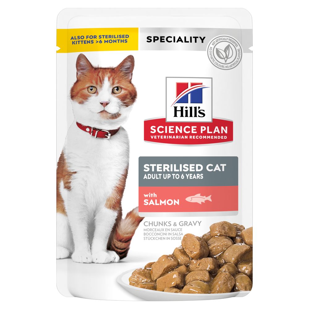 foto del prodotto hill s science plan adult sterilised pacco misto umido per gatti 12 x 85 g salmone