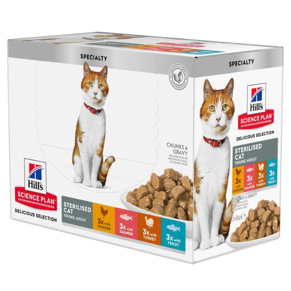 foto del prodotto hill s science plan cat young adult sterilised multipack 12x85 gr mix carne e pesce 1 ordine scegli lo sconto bzr5 bzr20 200 punti fedelt 