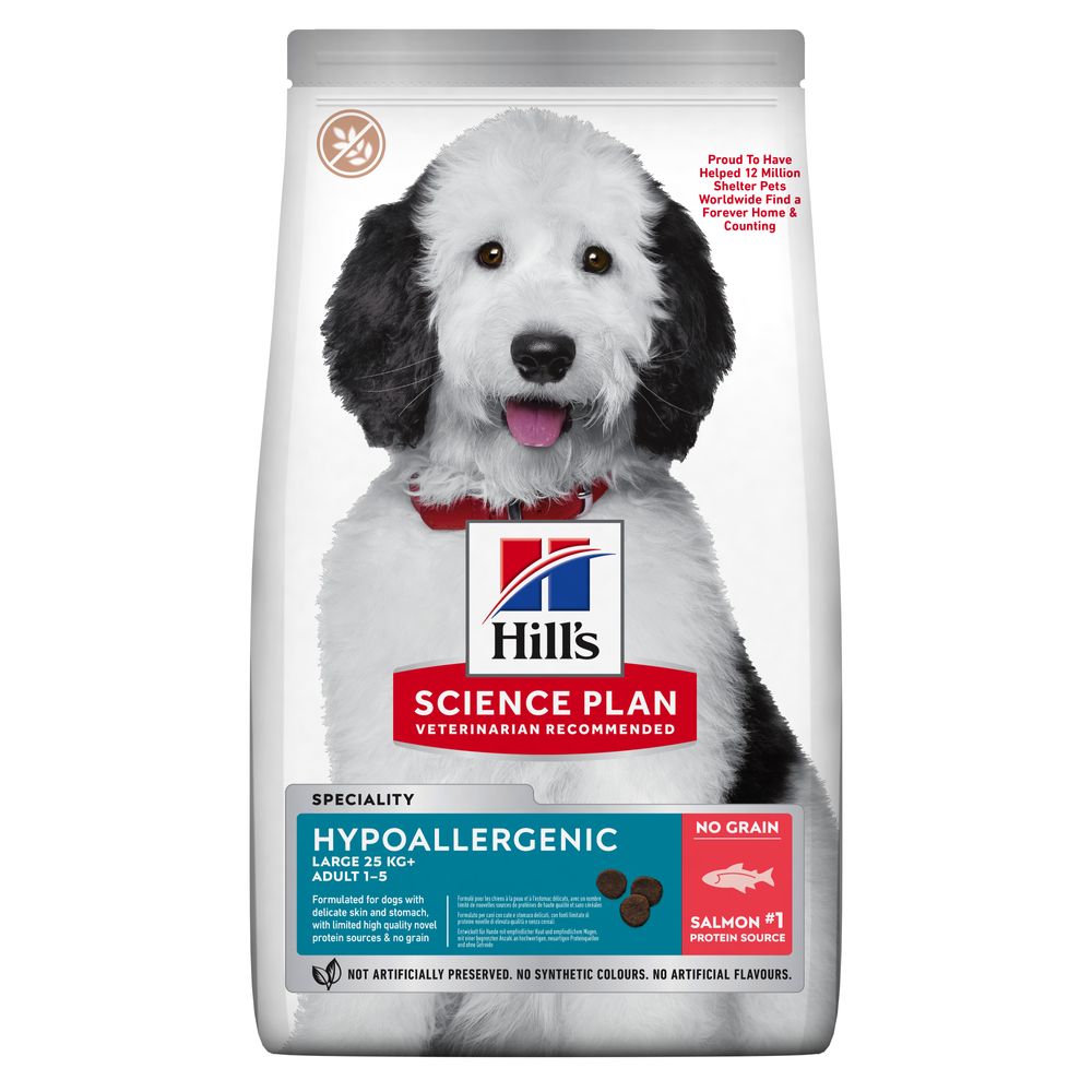 foto del prodotto hill s science plan hypoallergenic adult large breed con salmone 14 kg