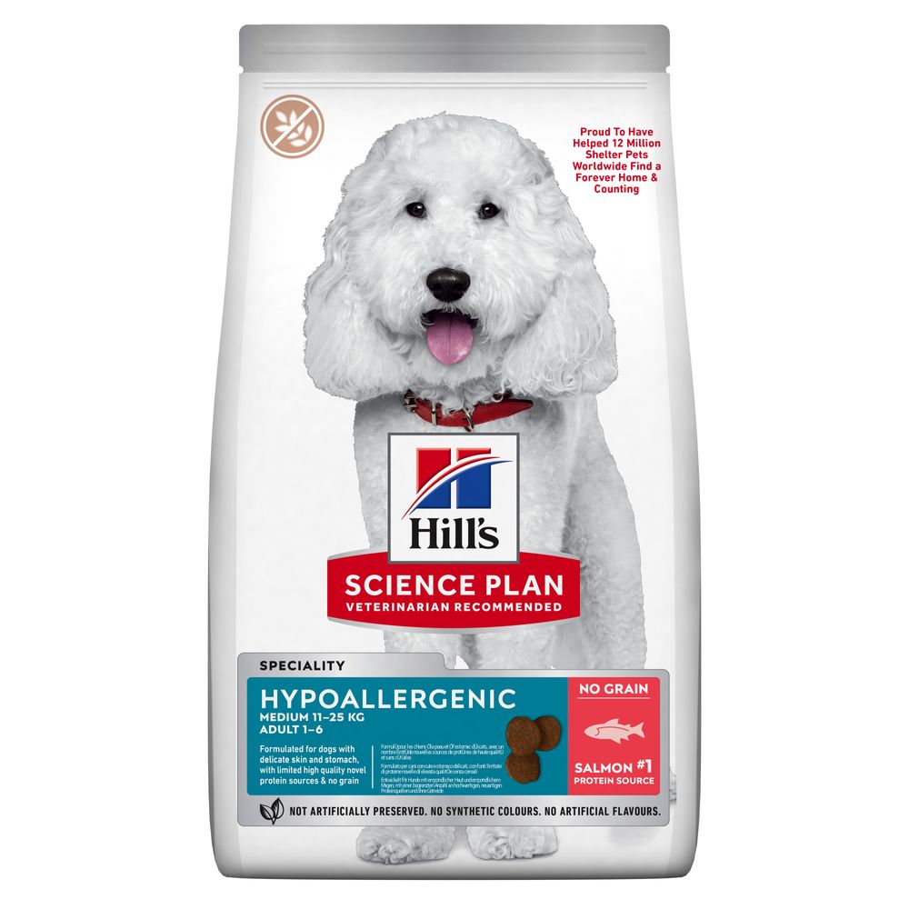foto del prodotto hill s science plan hypoallergenic adult medium con salmone 14 kg