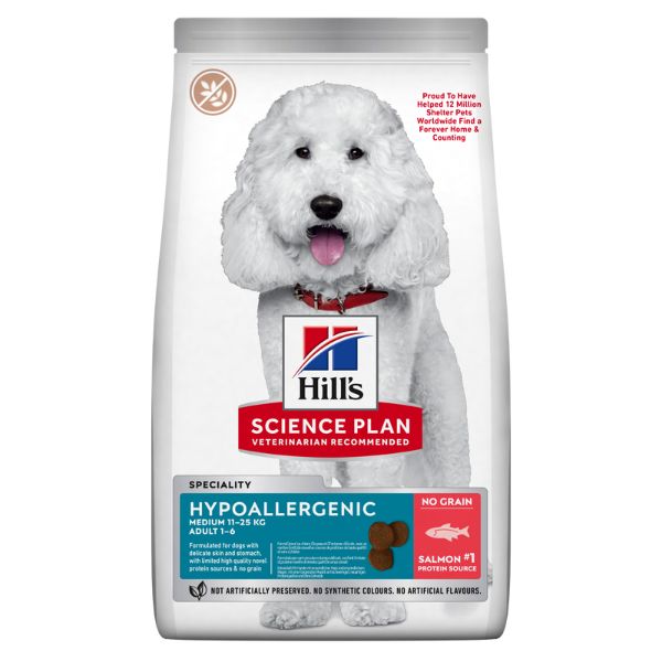 foto del prodotto hill s science plan hypoallergenic adult medium dog al salmone 2,5 kg 1 ordine scegli lo sconto bzr5 bzr20 200 punti fedelt 