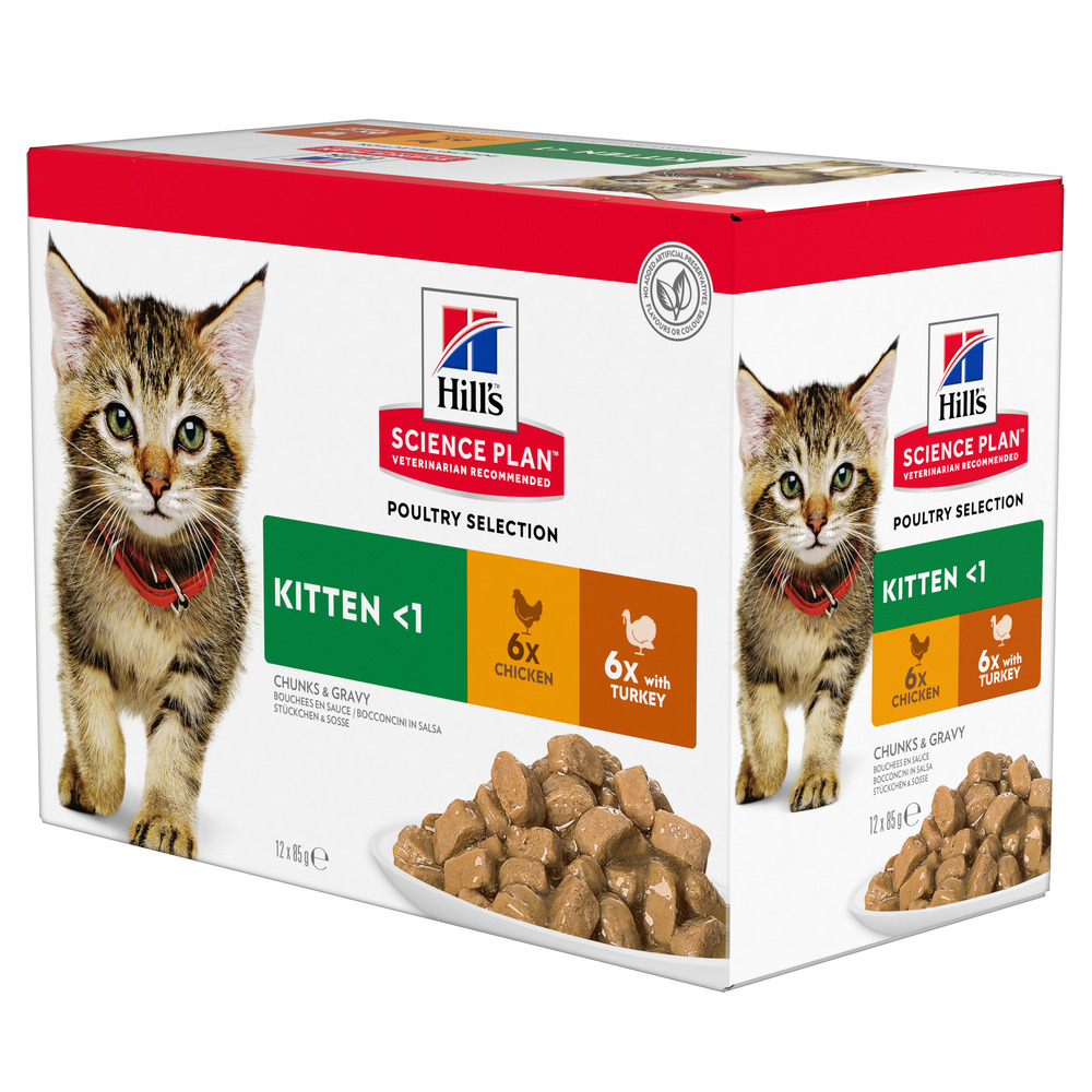 foto del prodotto hill s science plan kitten alimento umido per gattini 12 x 85 g selezione di pollame