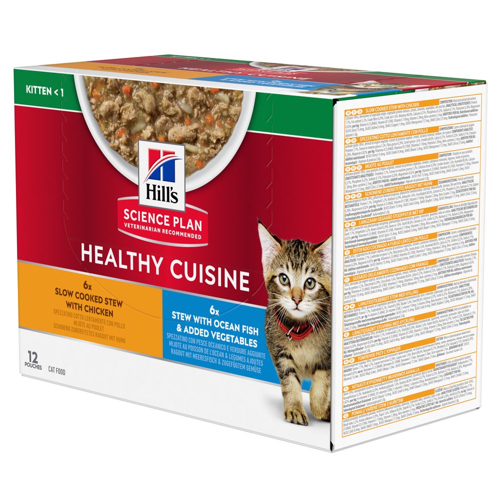 foto del prodotto hill s science plan kitten healthy cuisine con pollo e pesce oceanico 12 x 80 g