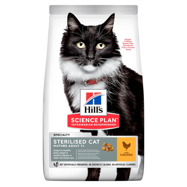 foto del prodotto hill s science plan mature 7 adult sterilised alimento per gatti con pollo 1,5 kg 1 ordine scegli lo sconto bzr5 bzr20 200 punti fedelt 