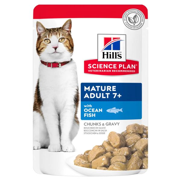 foto del prodotto hill s science plan mature adult 7 alimento per gatti 85 gr con pesce oceanico confezione da 12 pezzi cibo umido per gatti 1 ordine scegli lo sconto bzr5 bzr20 200 punti fedelt 