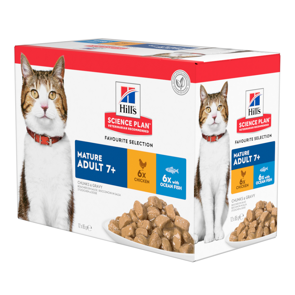 foto del prodotto hill's science plan mature adult tonno - integrazione: 12 x 85 g hill's science plan mature adult pesce