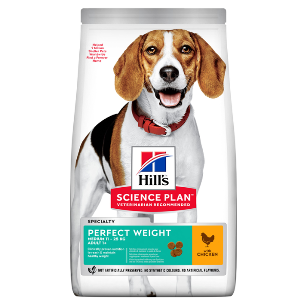 foto del prodotto hill s science plan perfect weight medium adult alimento per cani con pollo 12 kg 1 ordine scegli lo sconto bzr5 bzr20 200 punti fedelt 