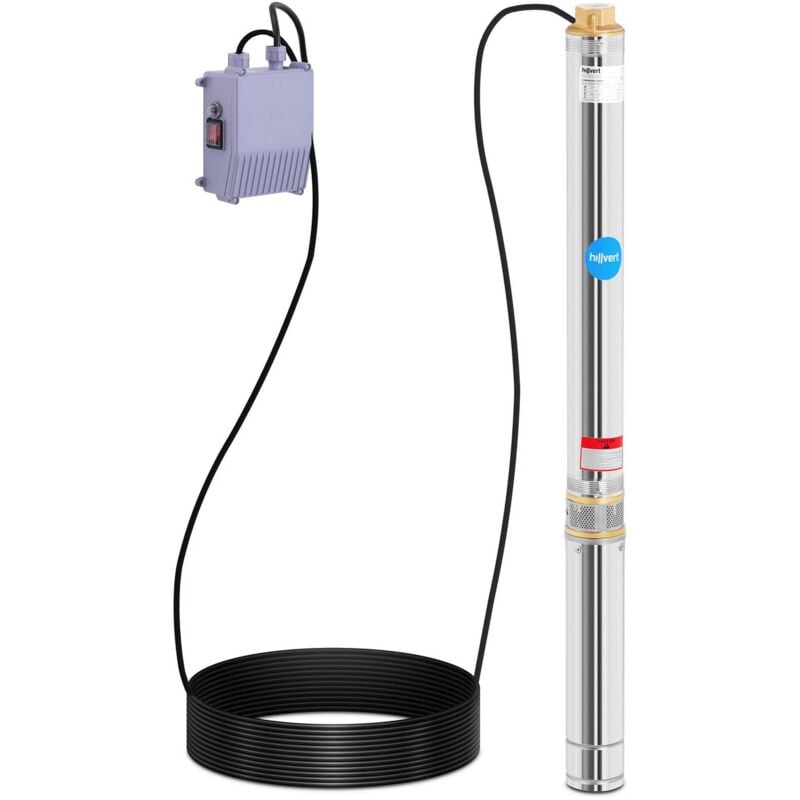 foto del prodotto hillvert - pompa sommersa per pozzo elettropompa acqua per pozzi profondi 4800 l/h 54 m