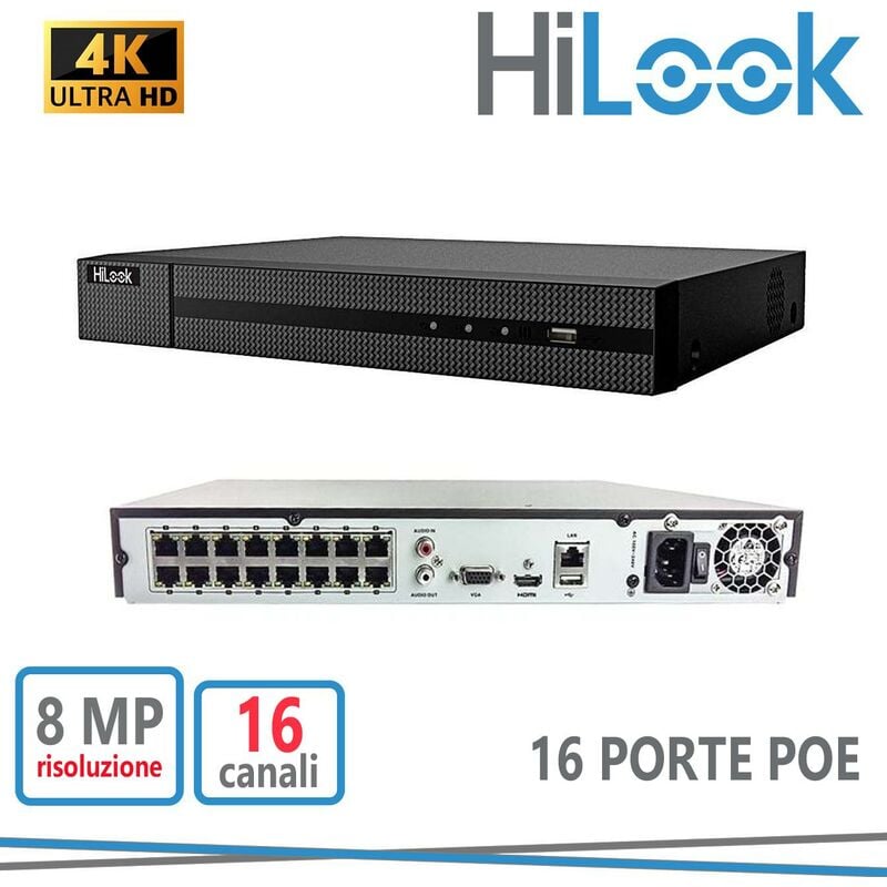 immagine 0 del prodotto hilook nvr 4k 16ch 1u 16poe formati video h.265 h.265 h.264