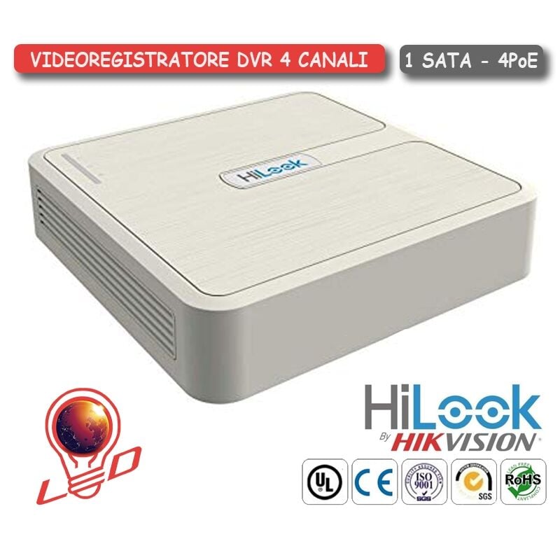 foto del prodotto hilook videoregistratore nvr 4 canali 1 sata, 4 poe 2.0mp hd