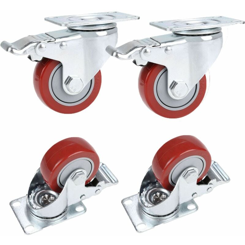 foto del prodotto himimi 4pcs 75mm ruote girevoli, mobili ruote capacit di carico 400 kg, silenzioso carrello della spesa ruote, 360 ruote di trasporto, ruote