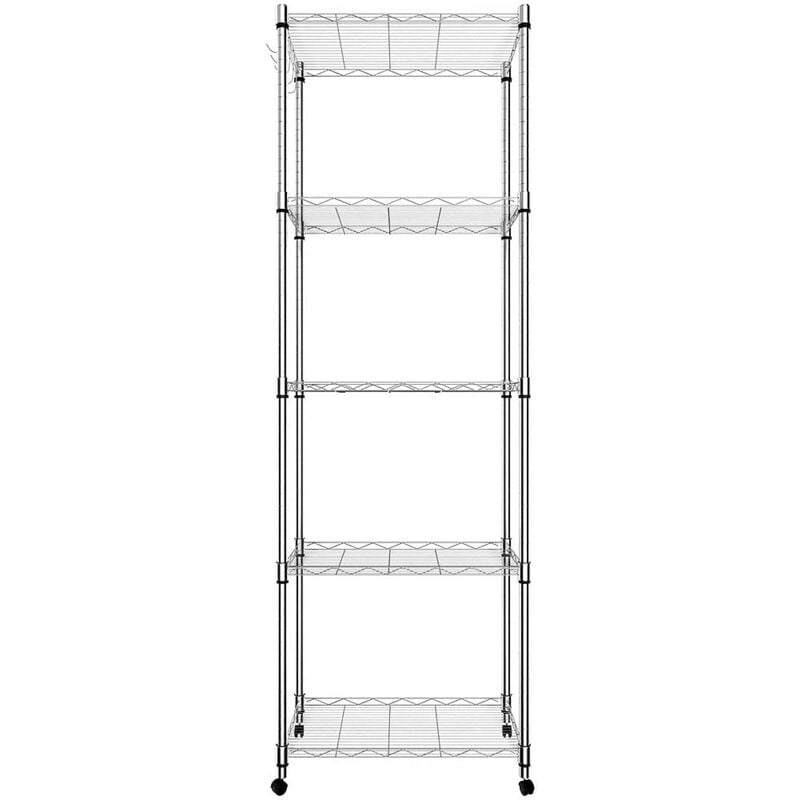 foto del prodotto himimi scaffale a 5 ripiani in filo metallico su ruote, mobile da cucina, espositore regolabile in altezza per cucina domestica l23,2 x w13,8 x
