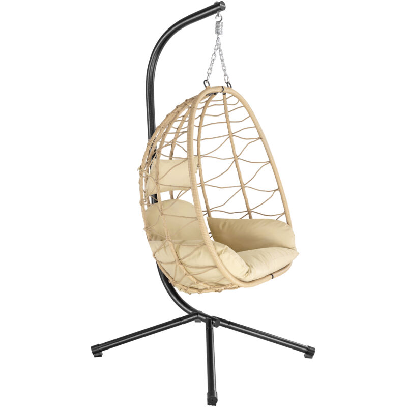 foto del prodotto hinhocker sedia sospesa con sostegno crema poltrona ergonomica con cuscino e imbottitura