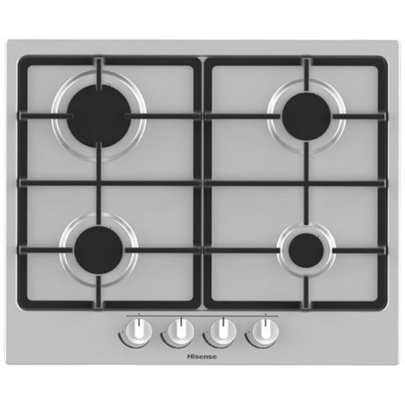 foto del prodotto hisense gm643xf piano cottura a gas 4 zone griglie in ghisa 60 cm inox