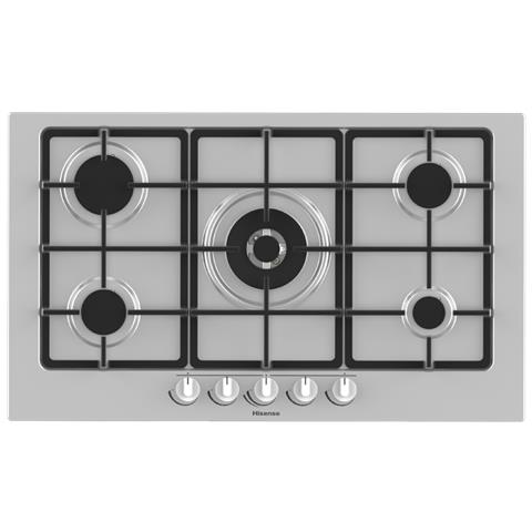 foto del prodotto hisense gm973xf piano cottura acciaio inox da incasso gas 5 fornello i 