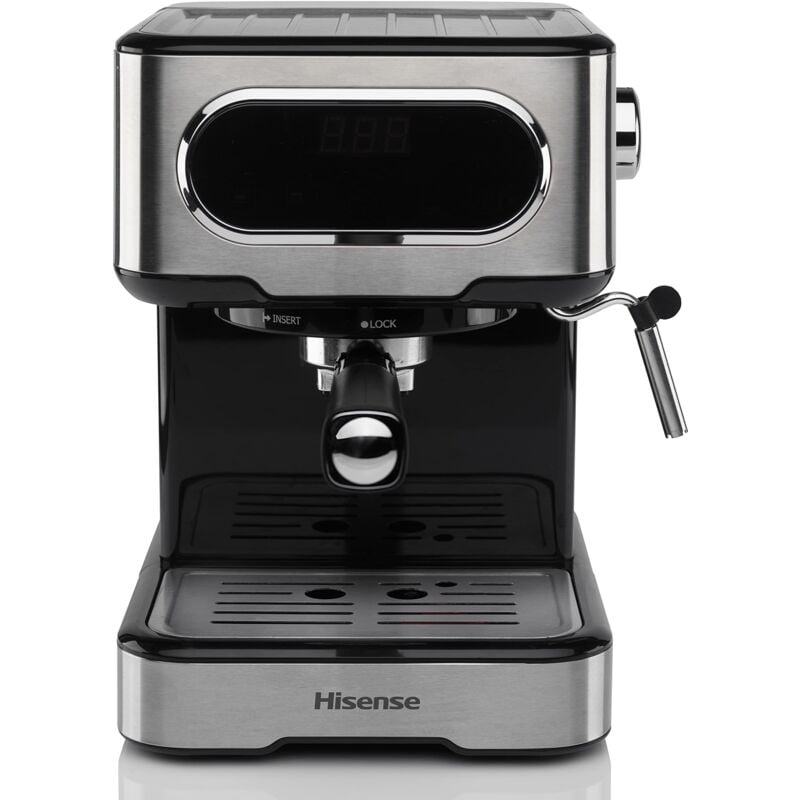foto del prodotto hisense hescm15dbk, macchina da caff espresso manuale, macinato e compatibile con cialde ese 44 mm, pressione 15 bar, schermo touch, 1100w,