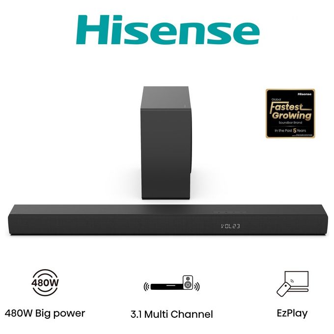 foto del prodotto hisense hs3100 soundbar nero 3.1 canali 480w