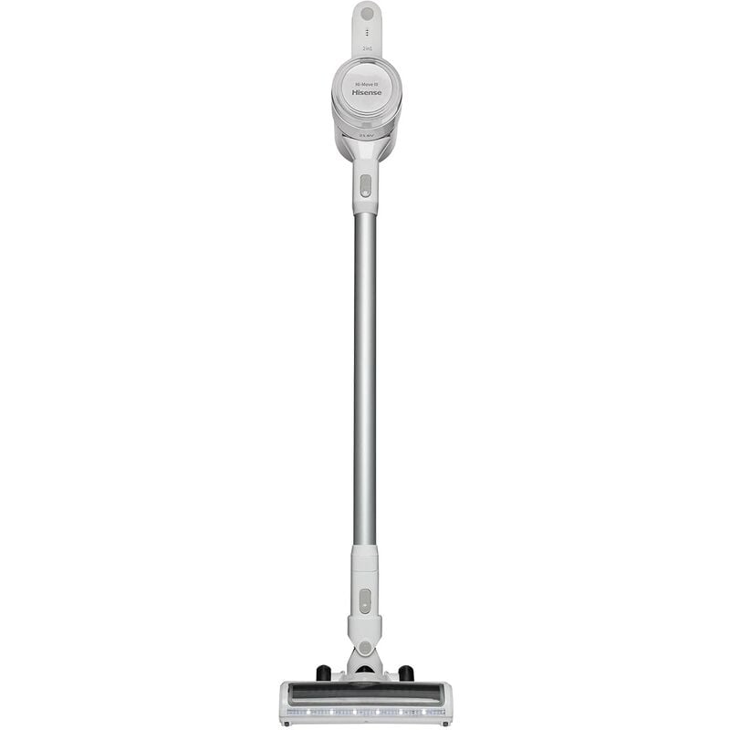 foto del prodotto hisense hvc6133w, scopa elettrica senza fili 2in1, aspirapolvere senza sacco, batteria 21,6 v, rumorosit 78 db, assorbimento 135w, luci led