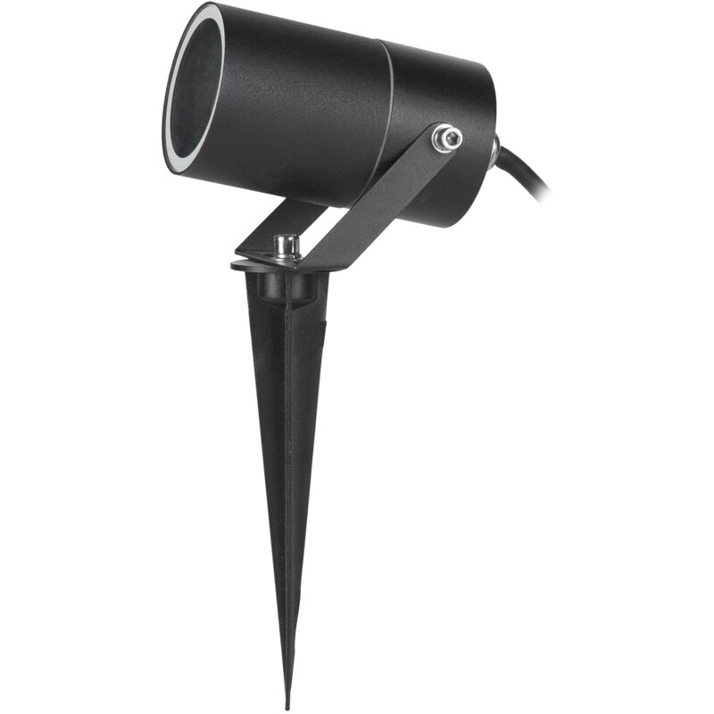 foto del prodotto hit proiettore da giardino gu10. faro proiettore esterno con protezione ip65. include accessorio palo o picchetto per in.