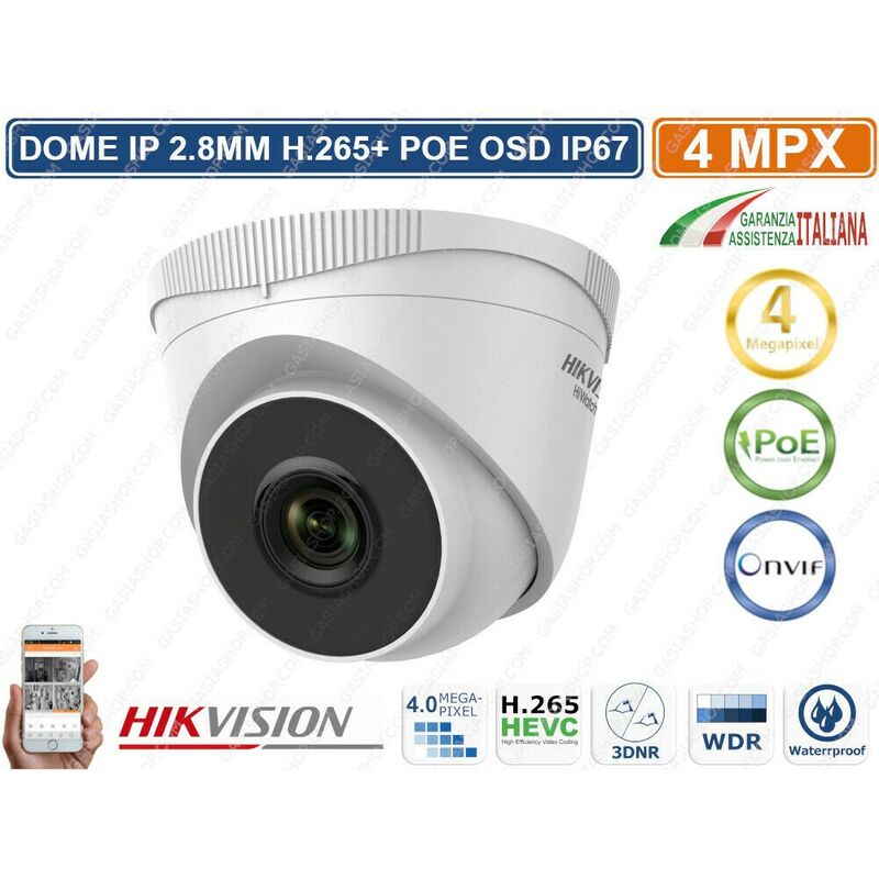 foto del prodotto hiwatch hikvision hwi t240h telecamera dome ip hd 4mpx 2.8mm h.265 poe osd ip67