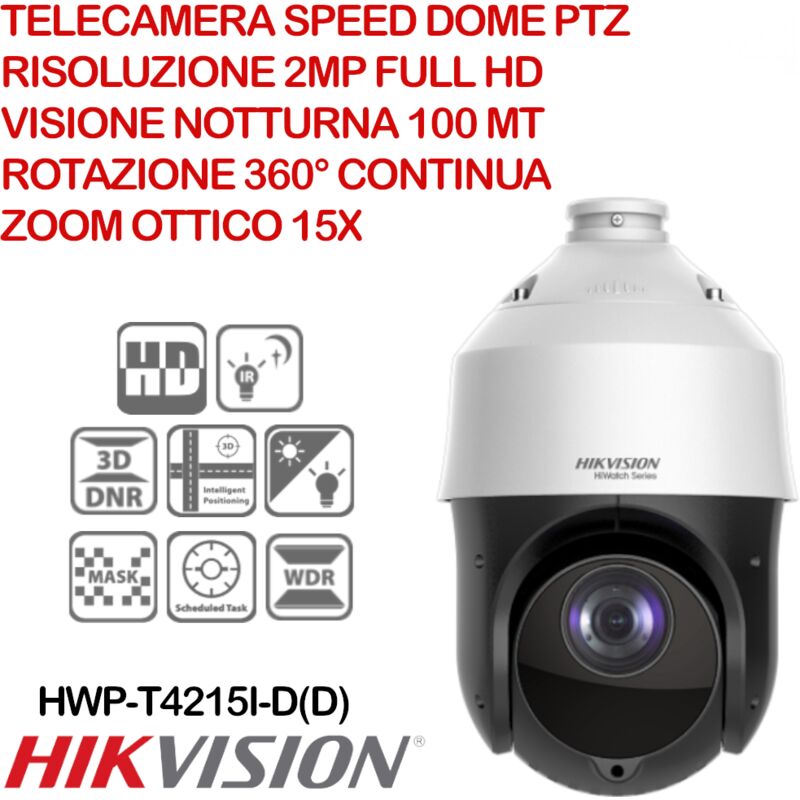 foto del prodotto hiwatch series hwp-t4215i-d telecamera speed dome ptz hd-tvi pal 2mpx motorizzata 16x 575mm wdr ip66 - hikvision