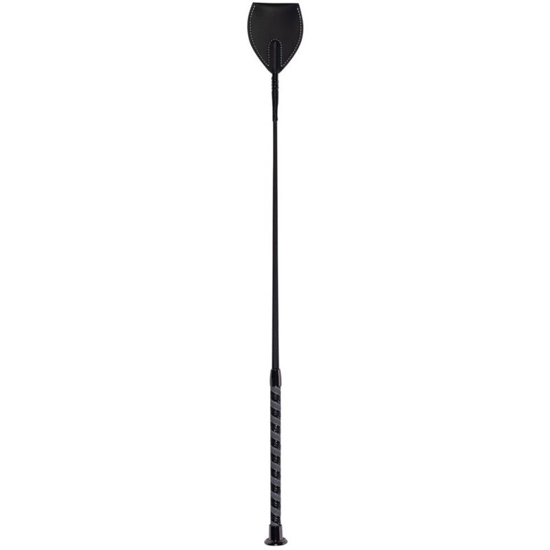 foto del prodotto hkm sport equipment frustino da salto modello alea con manico gommato antiscivolo e puntale largo 60 cm, nero e grigio