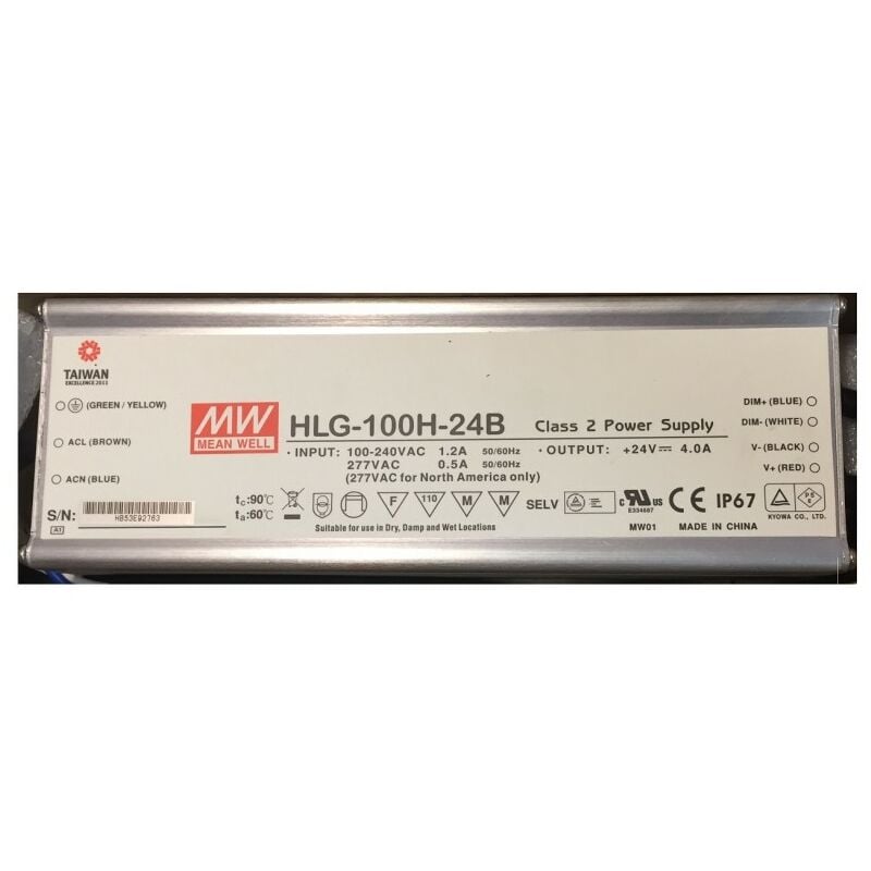foto del prodotto hlg 100h 24b driver led 96w 24vdc 4a 90 305vac ip67 mean well