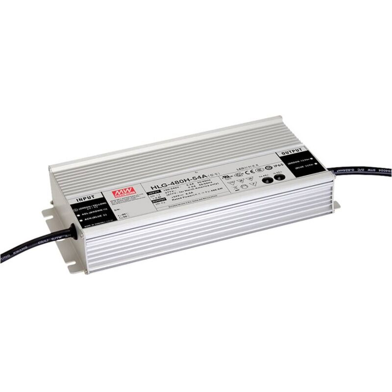 foto del prodotto hlg 480h 24a driver per led tensione costante, corrente costante 480 w 20 a 24 v dc adatto per esterno outdo mean well