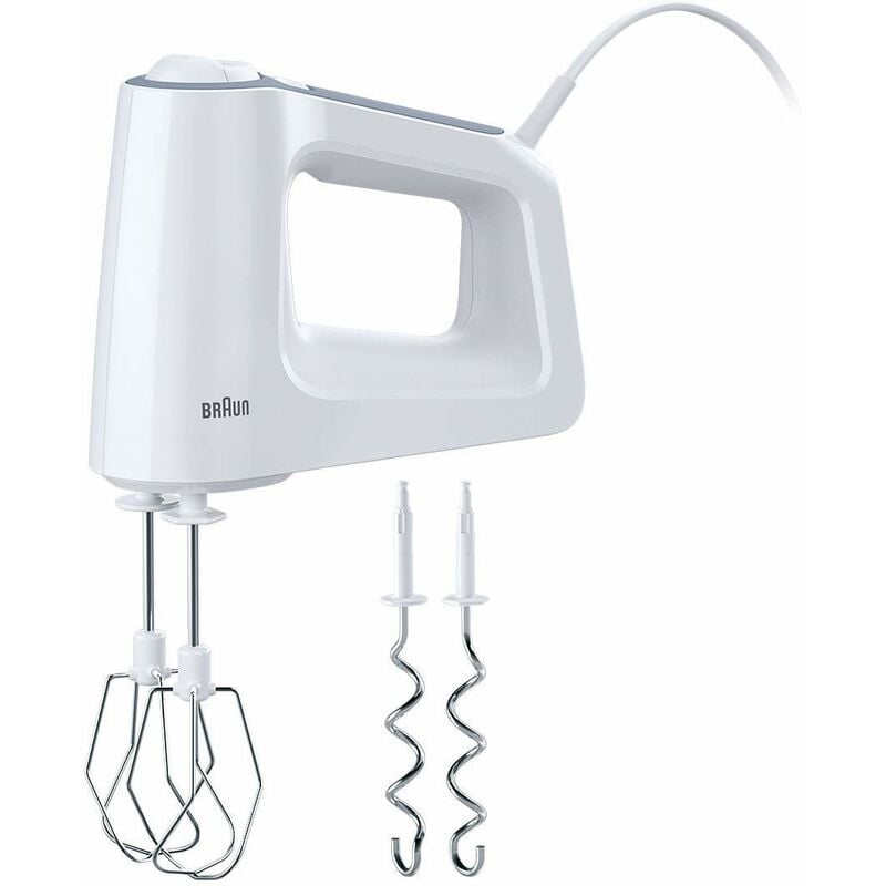 foto del prodotto hm3100wh multimix 3 sbattitore elettrico, mixer ad immersione, impugnatura antiscivolo, 5 velocità turbo, dotata di 2 fruste e 2 ganci, leggero,