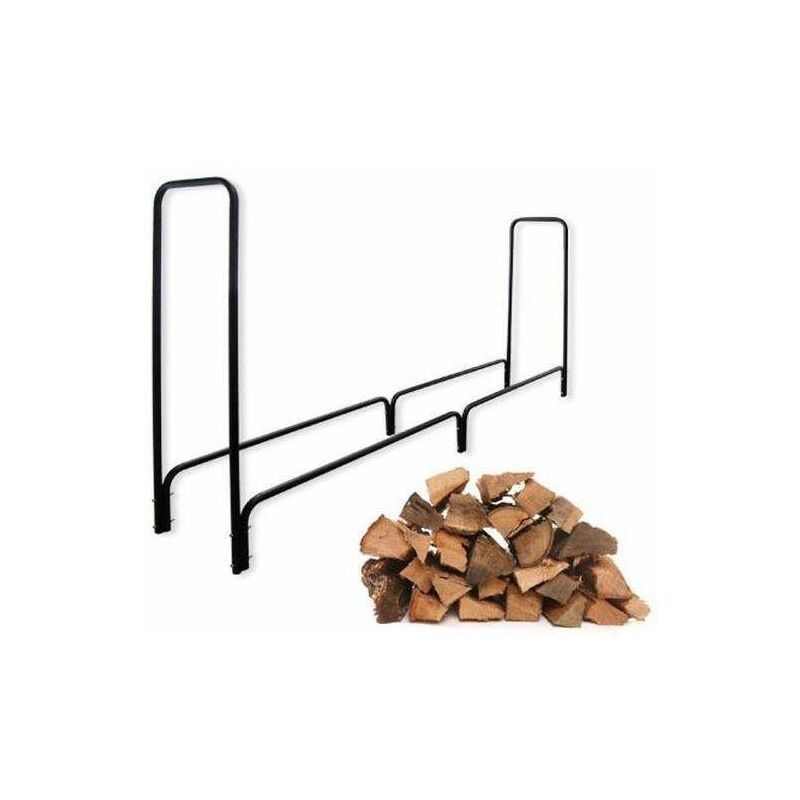 foto del prodotto hmfr 06 contenitore a legna in acciaio nero 240x36x120cm, legna da ardere bc elec