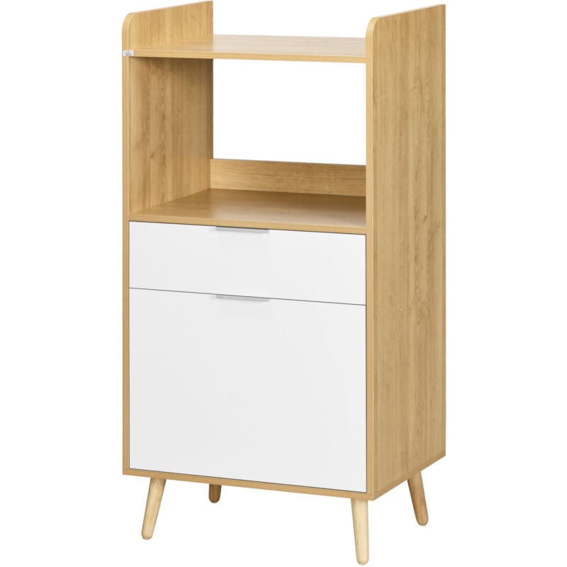 foto del prodotto hocmom mobiletto contenitore in truciolato per cucina e soggiorno bianco
