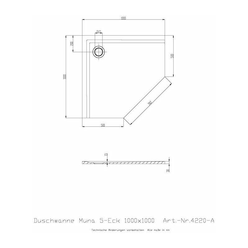 foto del prodotto hoesch muna piatto doccia pentagonale ultrapiatto 1000x1000x30mm bianco