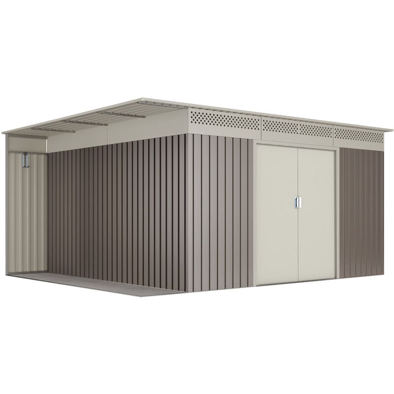 foto del prodotto hoggar casetta da giardino in metallo wasabi 13,22m2 uppsala 10 anni di garanzia 397x333x191cm. capanno da giardino