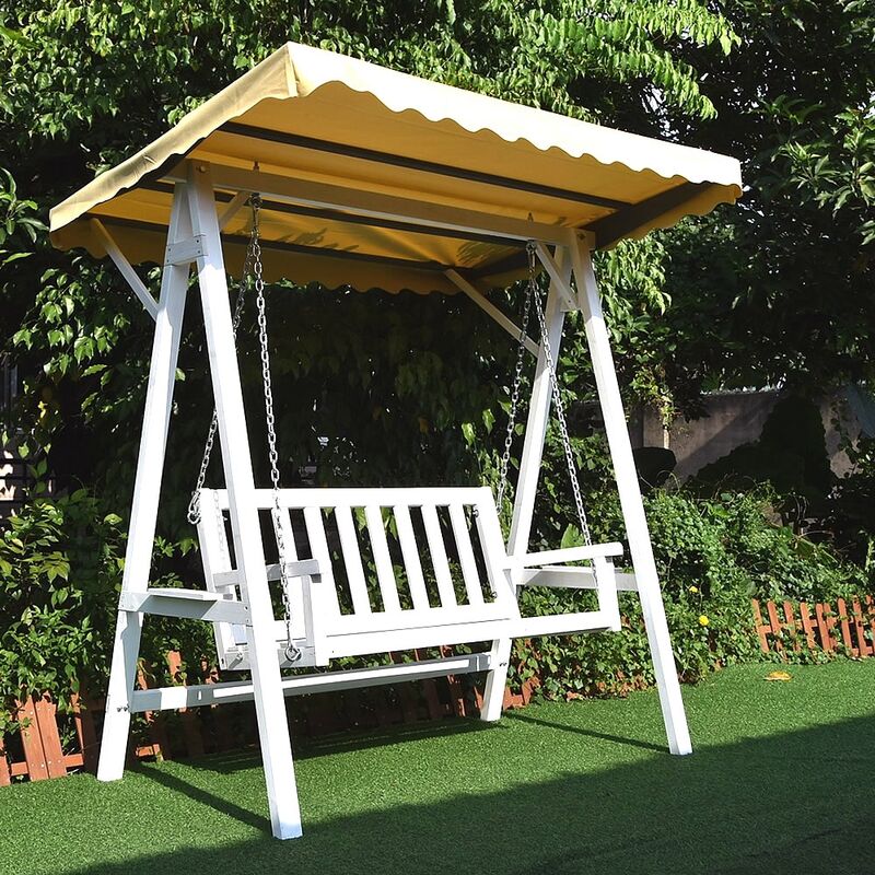 foto del prodotto hollywood swing white grey garden garden swing appeso altalena tetto in legno altalena
