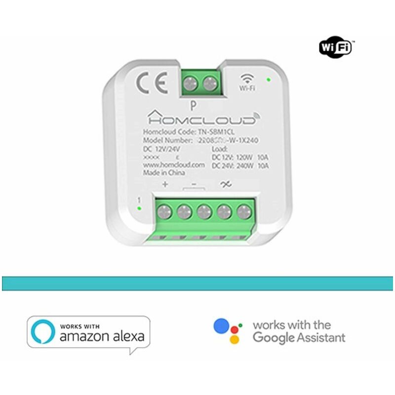 foto del prodotto homcloud modulo pulsante rele wi fi 12 24v 1 canale da incasso tn sbm1cl 