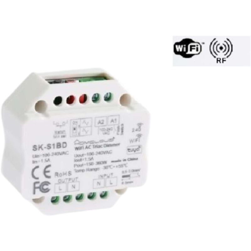 foto del prodotto homcloud modulo smart dimmer 220v ac triac 1chx1.5a wi fi rf 2.4g sk s1bd