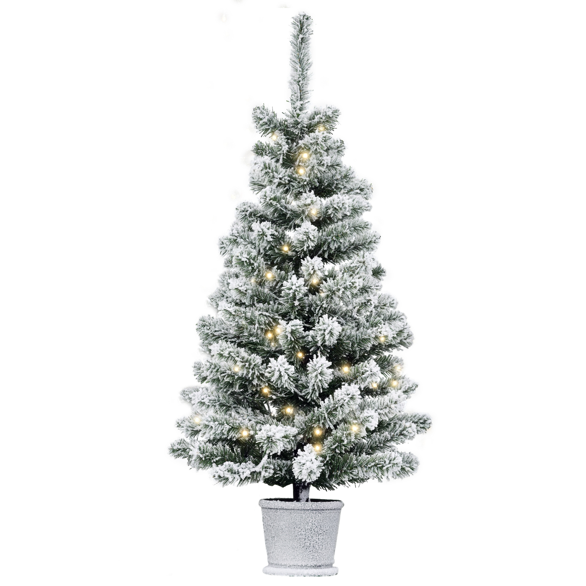 foto del prodotto homcm albero di natale artificiale innevato con 60 luci led bianche e 116 rami, base con vaso rimovibile, 40x90cm, verde aosom