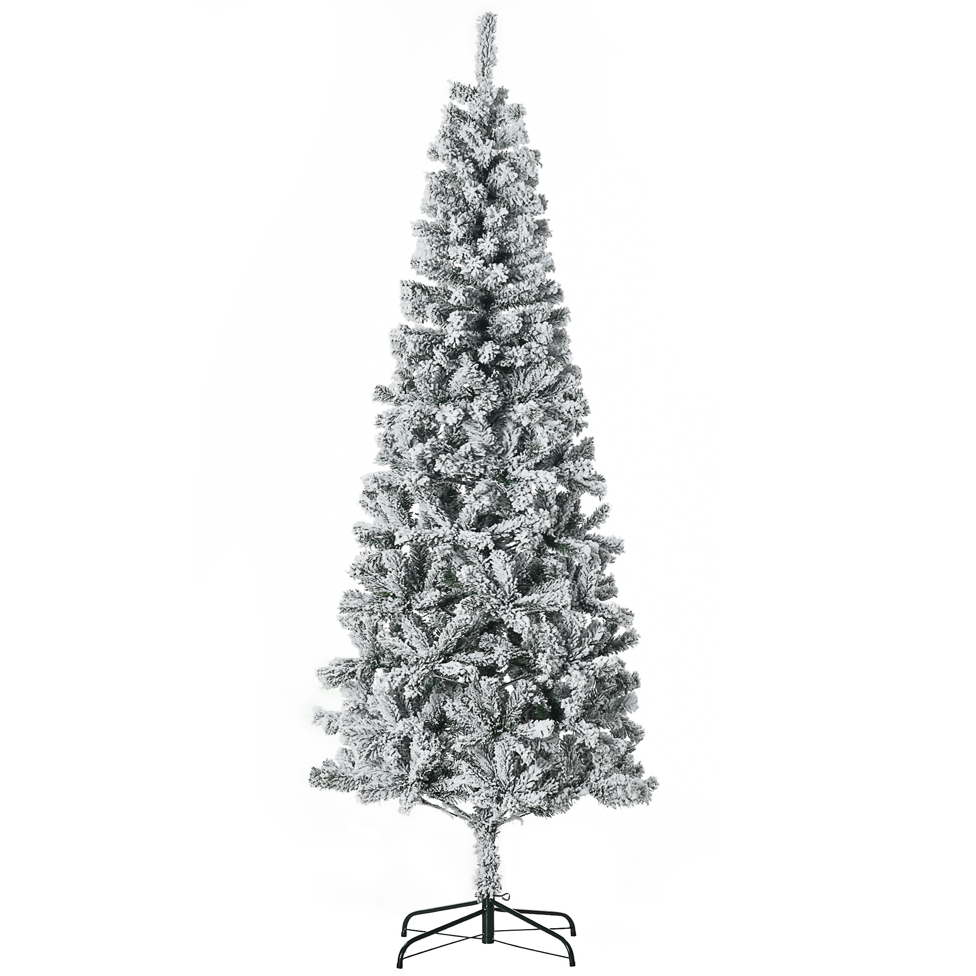 foto del prodotto homcom 210cm albero di natale pino artificiale rivestito in floccaggio bianco con rami 631, base pieghevole rimovibile aosom